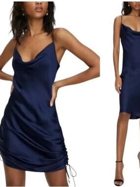 Aritzia Navy Blue Slip Midi Dress